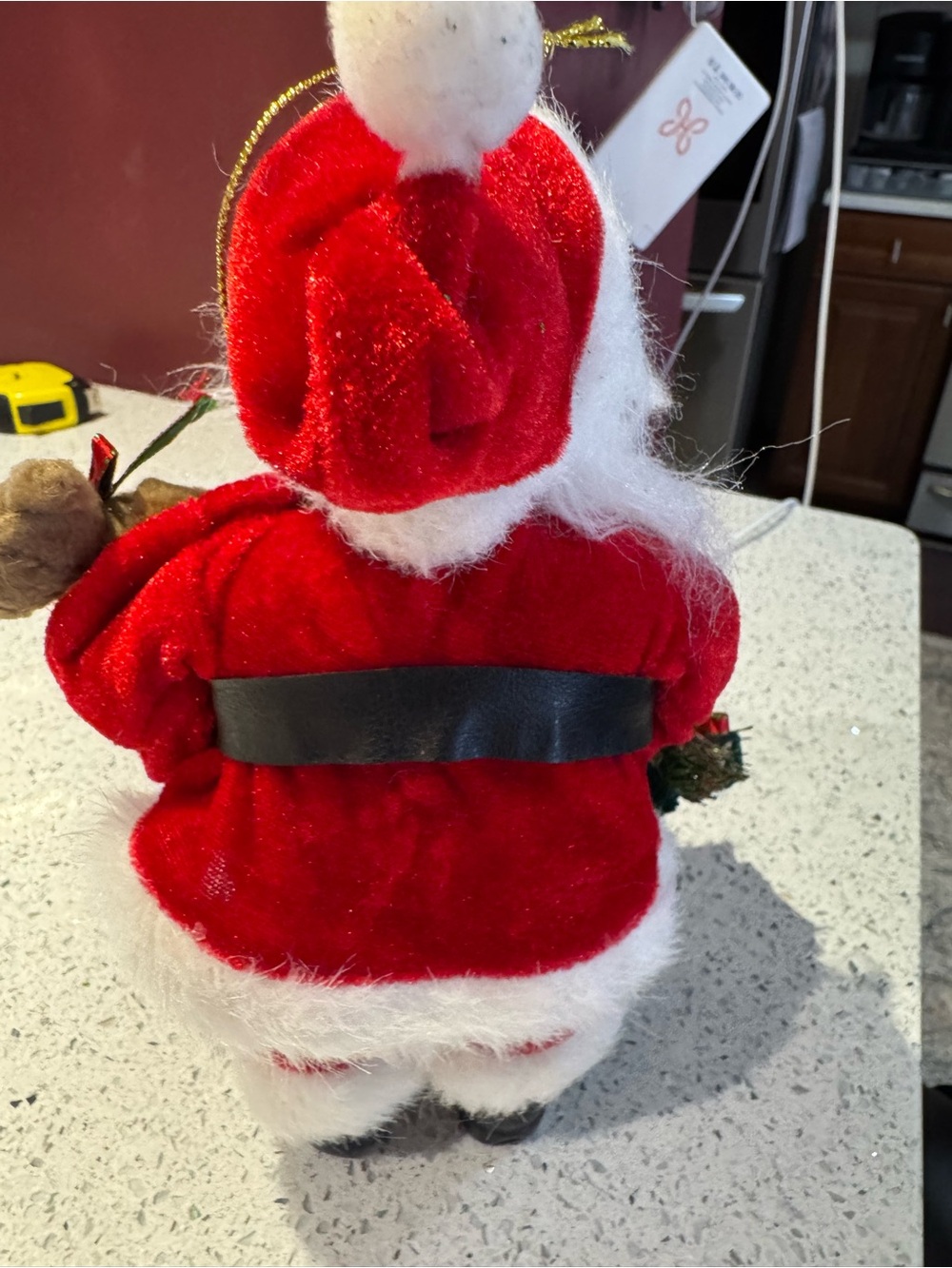 9" Santa White Faux Fur Red Suit with Gifts Toys - Picture 5 of 5